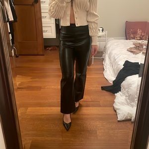 Black Aritzia wide leg leather pants